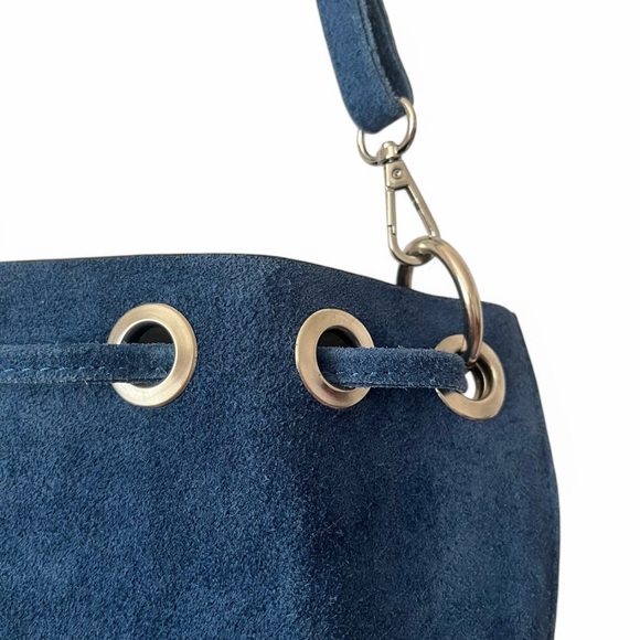 Borse In Pelle Genuine Italian Leather Bucket Purse Removable Strap Hobo Bag - Picture 13 of 16